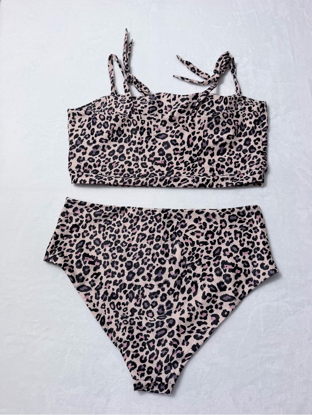 Chic Soul Pink Leopard Print High-Waist Bikini